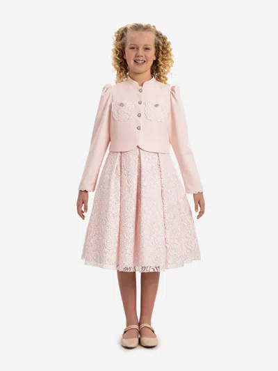 Dress & Fleur Babies'  Girls Lace Dress With Bolero In Pink