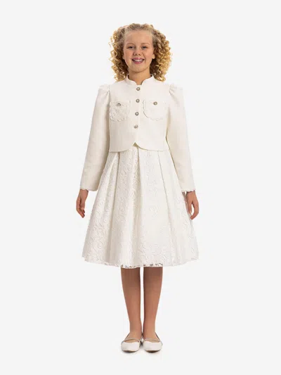 Dress & Fleur Babies'  Girls Lace Dress With Bolero In White