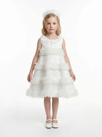 Dress & Fleur Babies'  Girls Occasion Dress With Headband In White