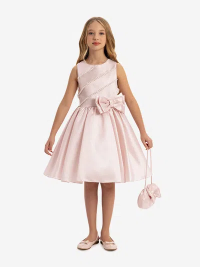 Dress & Fleur Babies'  Girls Satin Dress With Matching Bag In Nude