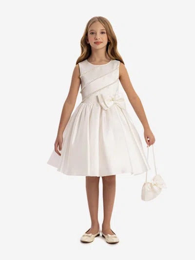 Dress & Fleur Babies'  Girls Satin Dress With Matching Bag In White
