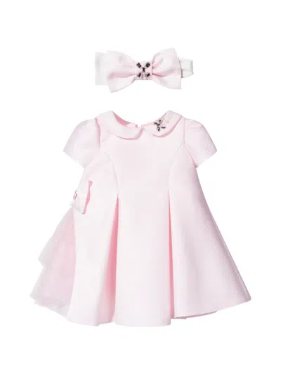 Dress & Fleur Babies' Jewelled-collared Dress Set In Pink