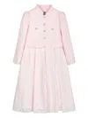 Dress & Fleur Lace-panel Pleated Dress Set In Pink