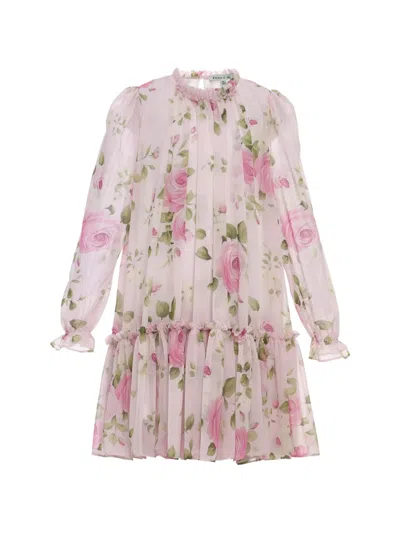 Dress & Fleur Kids' Ruffled Floral-print Dress In Pink