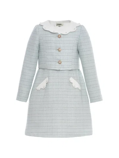 Dress & Fleur Kids' Tweed-skirt Sleeveless Dress Set In Blue