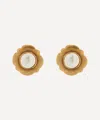 Dress Box 1980's Chanel Gilt And Faux Pearl Camellia Earrings