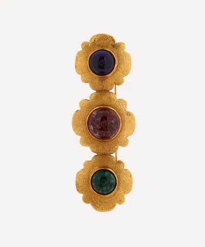 Dress Box 1980's Chanel Gilt Faux Sapphire Ruby And Emerald Brooch