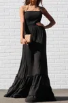 Dress Day Maxi Smock Top Dress With Strappy Back In Black In Black