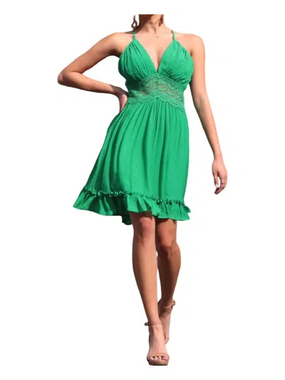 Dress Day Ruffled Hem Lined Dress In Kgreen In Multi