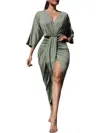 Dress Day V-neck Ruched Dress In Sage Green In Green