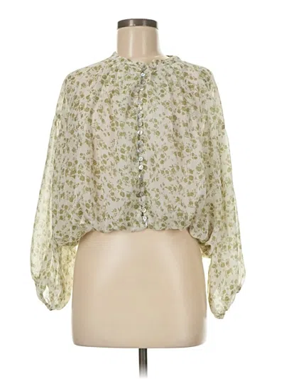 Pre-owned Dress Forum 3/4 Sleeve Blouse In Green