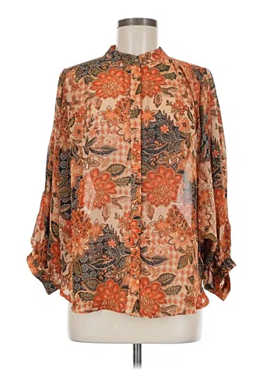 Pre-owned Dress Forum 3/4 Sleeve Blouse In Orange