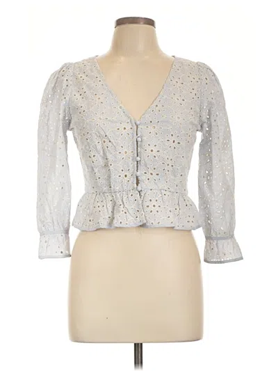 Pre-owned Dress Forum 3/4 Sleeve Blouse In Silver