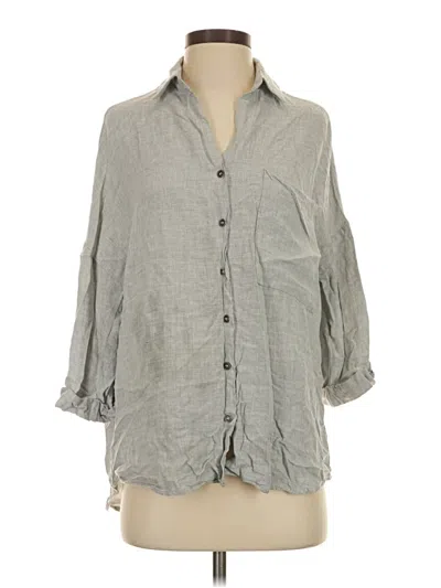 Pre-owned Dress Forum 3/4 Sleeve Button Down Shirt In Gray