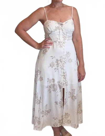 Dress Forum A Moment In Time Corset Midi Dress In White Floral In Multi