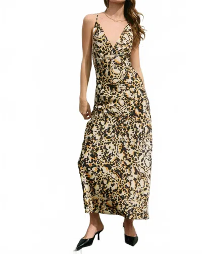 Dress Forum Abstract Animal Cross Back Maxi Dress In Champagne Cheetah In Multi