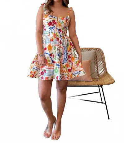 Dress Forum Adelina Tie Strap Mini Dress In Summer Picnic In Multi
