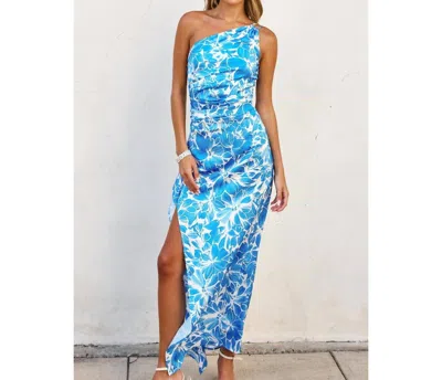 Dress Forum Afterglow Asymmetrical Maxi Dress In Blue Maui In Multi