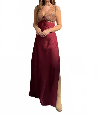 Dress Forum Aitana Satin Maxi Dress In Sangria In Yellow