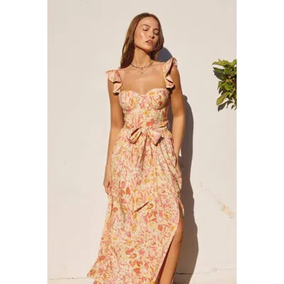Dress Forum Alba Corset Flutter Dress In Beige In Multi