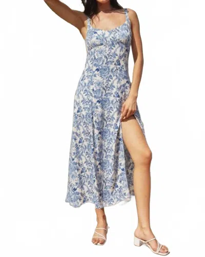 Dress Forum Au Revoir Empire Waist Midi Slit Dress In Blue