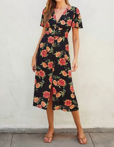 Dress Forum Autumn Sunset Button Down Midi Dress In Multi