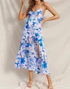 Dress Forum Backless Boho Floral Bow Tie Backless Maxi Dress In White/blue Floral In Multi