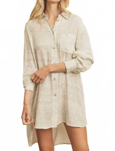 Dress Forum Barcelona Printed Button Down Shirt Dress In Ivory In White