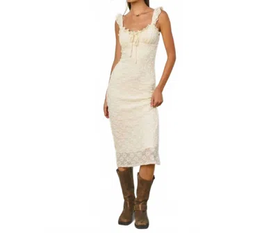 Dress Forum Breeze & Blossom Flutter Ruffled Midi Dress In Cream In White