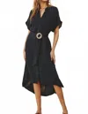 Dress Forum Breezy Button Down Midi Dress In Indigo In Multi