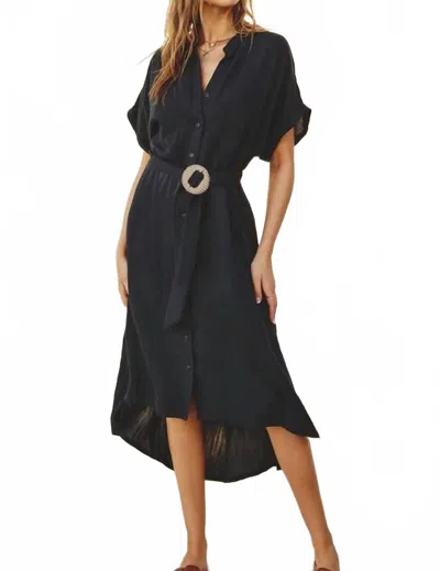 Dress Forum Breezy Button Down Midi Dress In Indigo In Multi
