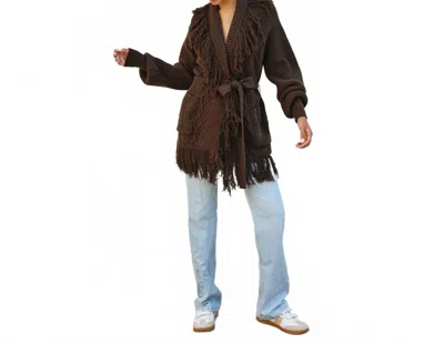 Dress Forum Cable Fringe Detail Cardigan In Brown
