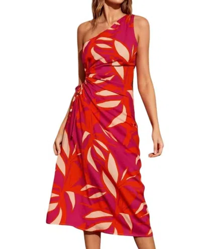 Dress Forum Cosmo Keep In Touch Asymmetrical Midi Dress In Fuchsia In Pink