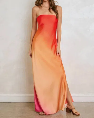 Dress Forum Cosmo Strapless Dress In Hibiscus In Orange