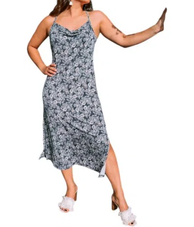 Dress Forum Cowl Neck Dress In Indigo In Gray