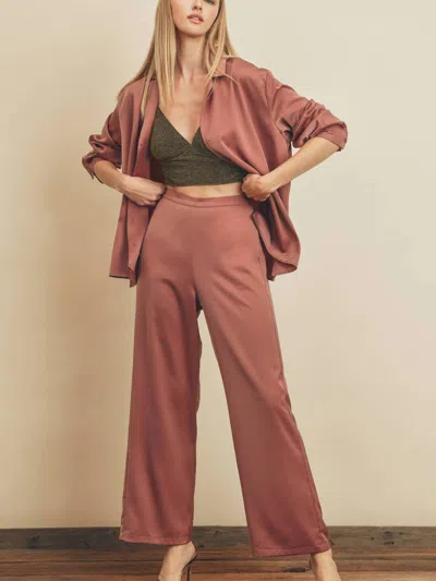 Dress Forum Do Your Thing Shirt & Pants Set In Mauve In Brown