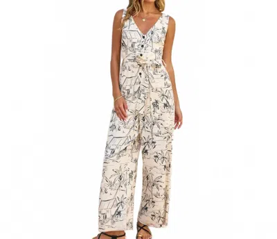 Dress Forum Drawing Print Jumpsuit In Ivory