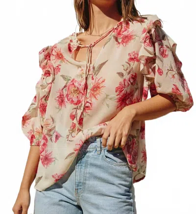 Dress Forum Dream Ruffled Blouse In Mellow Floral In Multi