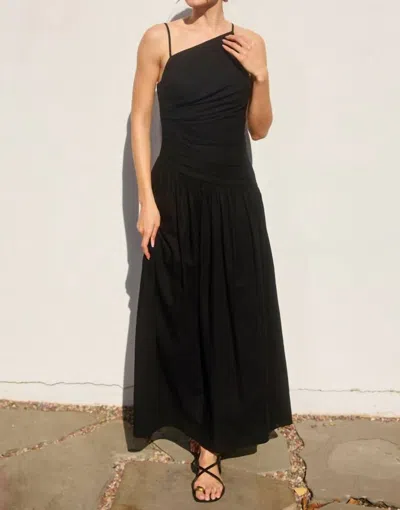 Dress Forum Drop Waist Ruched Linen Dress In Black