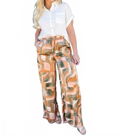 Dress Forum Dune Deco Drawstring Wide Leg Pants In Blushed Stone In Multi