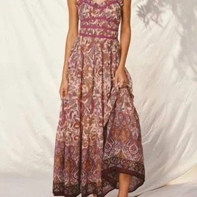 Dress Forum Easy To Love Paisley Print Maxi Dress In Plum In Brown