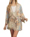 Dress Forum Farrah Western Floral Kimono In Baby Blue In Blue