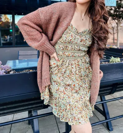 Dress Forum Feels Right Lace Trim Mini Dress In Vintage Floral In Beige