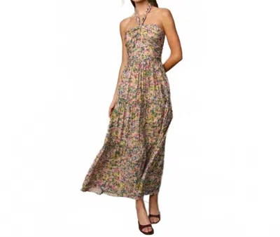 Dress Forum Floral Maxi Halter Dress In Pink, Multi In Brown