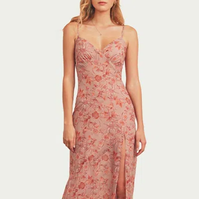 Dress Forum Floral-print Tie-detailed Midi Slip Dress In Mauve/multi In Pink