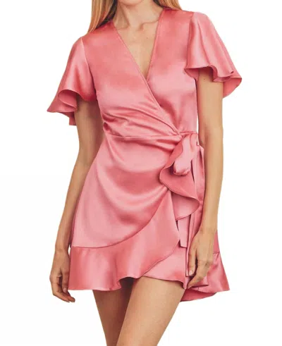 Dress Forum Flutter Sleeve Mini Wrap Dress In Pink