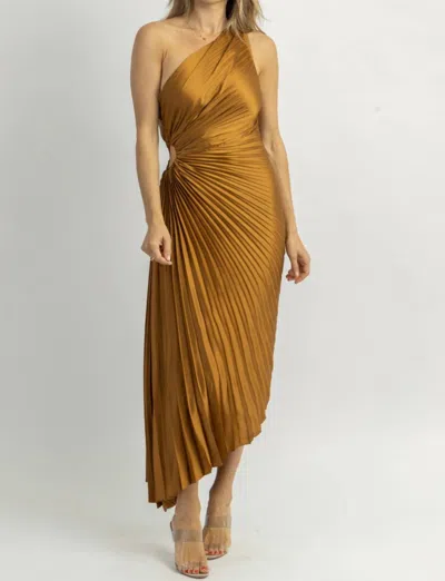 Dress Forum Fresco Pleated Midi Dress In Golden Ochre