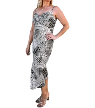 Dress Forum Geo Slip Dress In Black And White In Gray