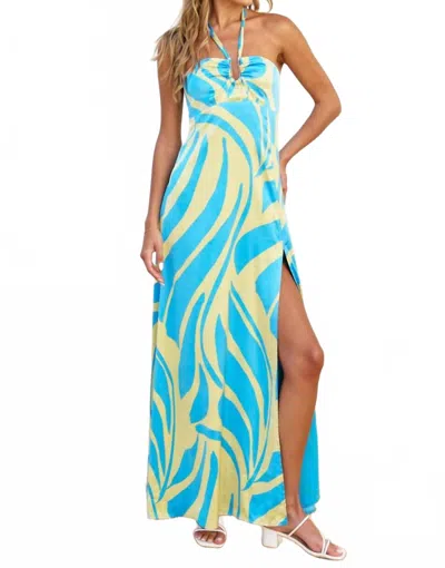Dress Forum Golden Hour Halter Dress In Multi In Blue