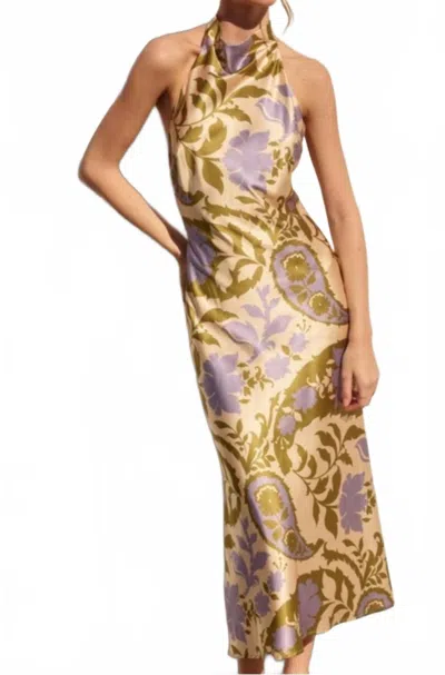Dress Forum Halter Neck Maxi Dress With Paisley Effect In Purple In Multi